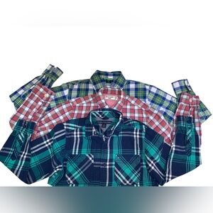 Boy’s Plaid Button down Shirts Bundle of 3 - Blue, Red, Green Sizes 8 thru 10